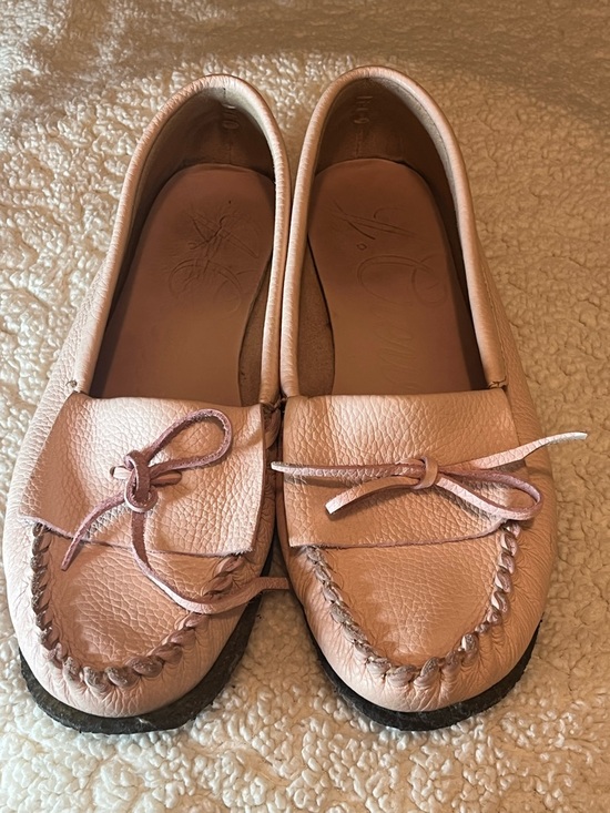 J. Crew Shoes - J.Crew Blush Pink Leather Driving Moccasin Loafers Bow Driving Flats Size 9